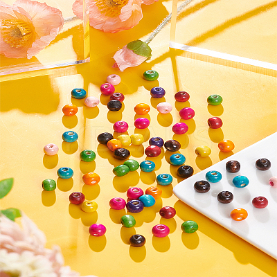 300Pcs 10 Colors Dyed Natural Wood Beads WOOD-LP0001-09-1