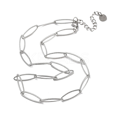 Non-Tarnish 304 Stainless Steel Horse Eye Link Chain Necklace NJEW-D045-07P-1