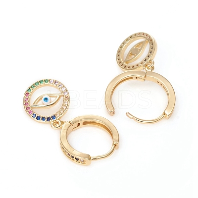 Brass Micro Pave Cubic Zirconia Huggie Hoop Earrings EJEW-G276-15G-1