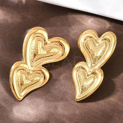 304 Stainless Steel Heart Stud Earrings EJEW-I320-24G-05-1