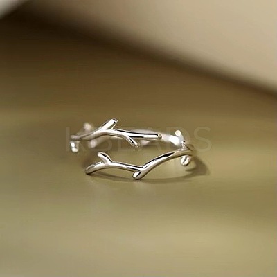 Deer Horn Rhodium Plated 925 Sterling Silver Cuff Rings FS-WGD6B3D-01-1