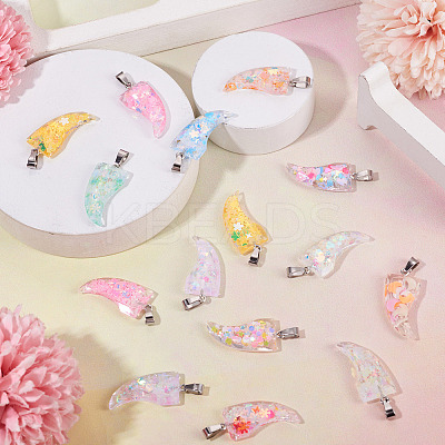 15Pcs Luminous Resin Sequins Pendants RESI-TA0004-20A-1