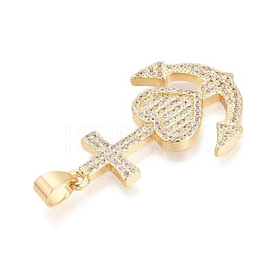Brass Micro Pave Clear Cubic Zirconia Pendants KK-N268-88G-1