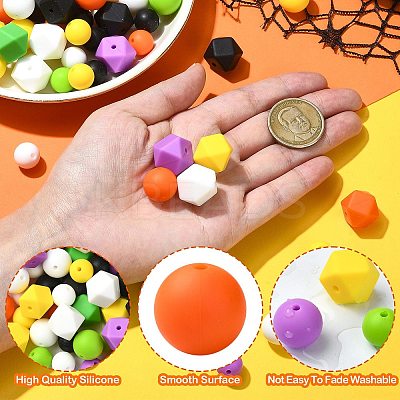 Halloween Theme 100Pcs 18 Styles Silicone Beads SIL-CJ0002-36-1