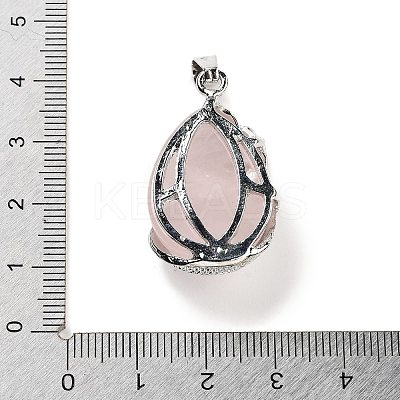 Natural Rose Quartz Teardrop Pendants G-G112-03P-05-1