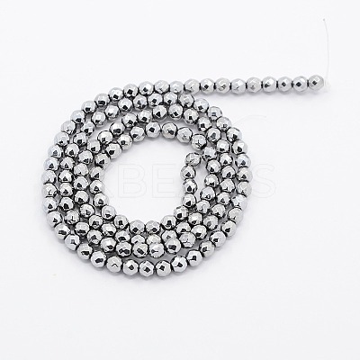 Grade A Electroplate Magnetic Synthetic Hematite Round Beads Strands G-N0014-3mm-18B-1