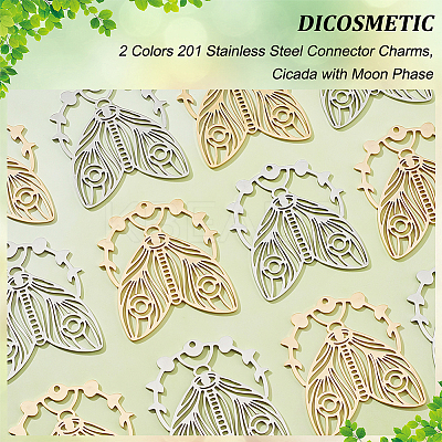 12Pcs 2 Colors 201 Stainless Steel Pendants STAS-DC0012-21-1