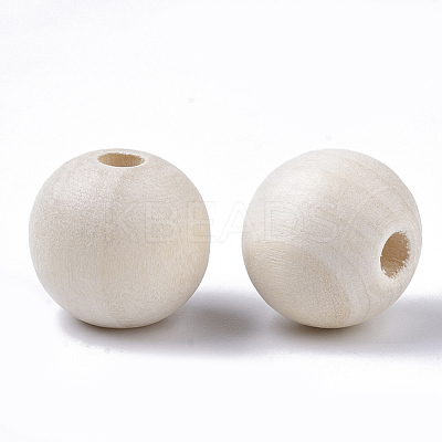 Unfinished Natural Wood Beads X-WOOD-S651-A16mm-LF-1