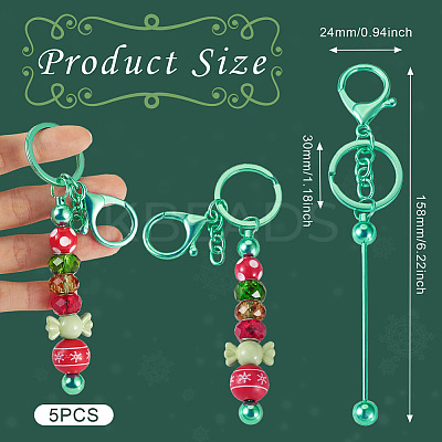 5Pcs Alloy and Brass Bar Beadable Keychain for Jewelry Making DIY Crafts DIY-SW0001-16A-1