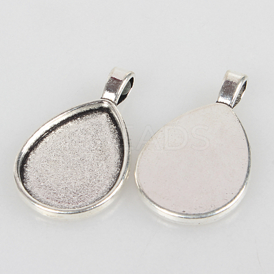 Tibetan Style Alloy Pendant Cabochon Settings TIBEP-N003-03AS-1