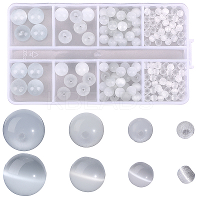 190Pcs 4 Styles Cat Eye Beads GLAA-PA0001-40B-1