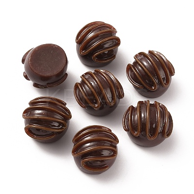 Round Chocolate Opaque Resin Cabochos RESI-WH0026-71A-1