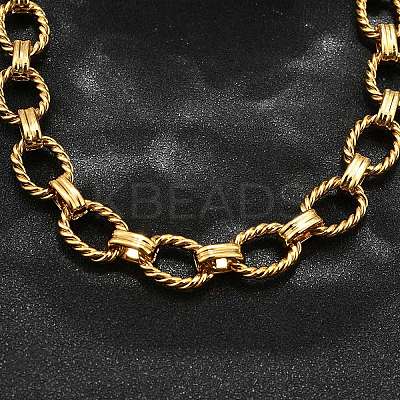 304 Stainless Steel Twisted Oval Link Chain Necklaces NJEW-R023-13G-1