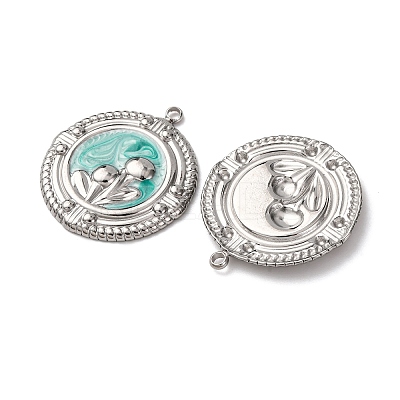 304 Stainless Steel Enamel Pendants STAS-P406-22P-1