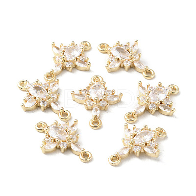 Brass Pave Clear Cubic Zirconia Connector Charms KK-G462-04KCG-1