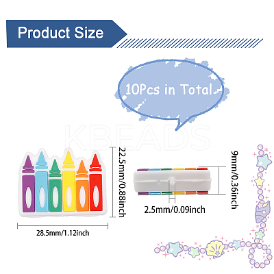 10Pcs Crayon Food Grade Eco-Friendly Silicone Beads SIL-GO0001-18-1