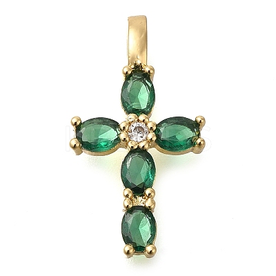 Brass Pave Clear Cubic Zirconia Pendants KK-M101-01G-01-1