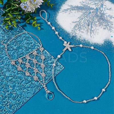 4Pcs 2 Styles Alloy Clear Rhinestone Anklets for Women AJEW-BBC0002-39-1