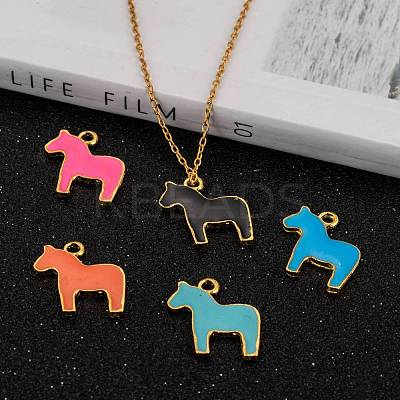Alloy Enamel Animal Horse Pendants X-ENAM-M004-G-1