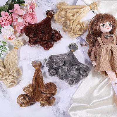 5Pcs 5 Styles  High Temperature Fiber Long Pear Perm Hairstyle Doll Wig Hair DIY-GL0005-63B-1