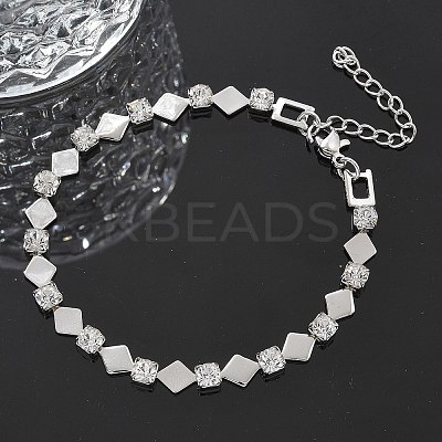 304 Stainless Steel Rhinestone Cup Chain Bracelets for Women BJEW-F488-26G-P-1