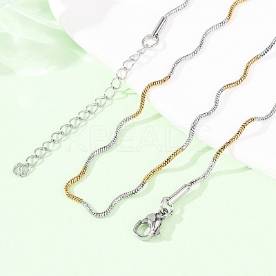 1.5MM Two Tone 304 Stainless Steel Wave Snake Chain Necklaces for Women NJEW-G194-01GP-1