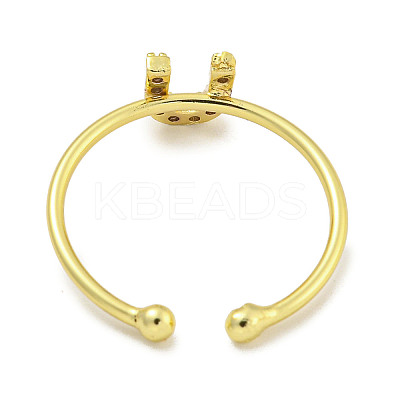 Rack Plating Brass Open Cuff Rings for Women RJEW-F162-02G-U-1