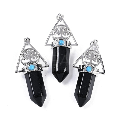 Natural Obsidian Faceted Pointed Bullet Big Pendants G-H076-02P-010-1