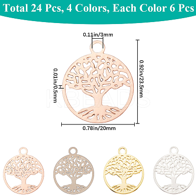 24Pcs 4 Colors Brass Filigree Pendants KK-CN0002-01-1