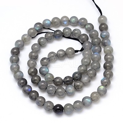 Natural Labradorite Round Bead Strands G-O087-05-6mm-1