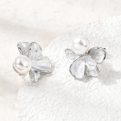 Brass Enamel Stud Earrings KK-CBAB173-02C-P-1