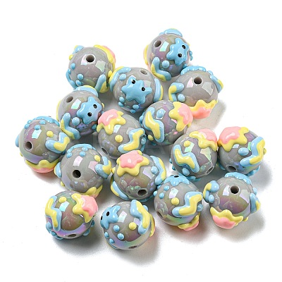 Hand Painted Opaque Acrylic with Enamel Beads MACR-D031-04B-1