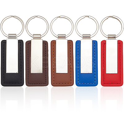 5Pcs 5 Colors PU Leather Keychain KEYC-SC0001-60-1