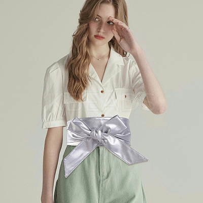 Bowknot PU Leather Wrap Around Waist Bands AJEW-WH20033-042J-1