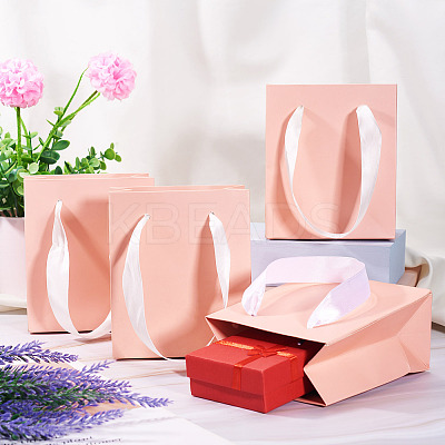 6Pcs Rectangle Paper Gift Storage Bags with Ribbon Handles ABAG-TA0001-65D-1