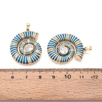 Brass Micro Pave Clear Cubic Zirconia Enamel Pendants KK-T071-28G-02-1