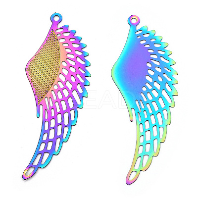 Spray Painted 304 Stainless Steel Filigree Big Pendants STAS-TAC0004-048E-1