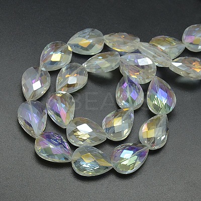 Electroplate Crystal Glass Teardrop Beads Strands X-EGLA-F067A-01-1