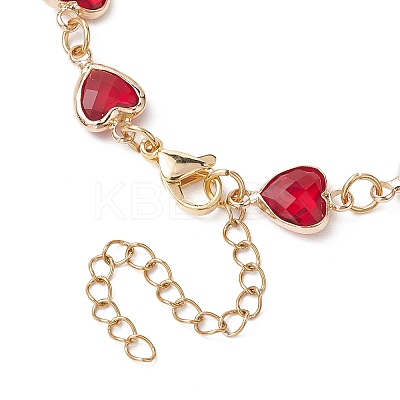 Heart K9 Glass & 304 Stainless Steel Link Bracelets for Women BJEW-JB10612-1