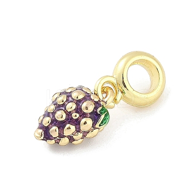 Brass Enamel Fruit European Dangle Charms KK-Z090-08G-06-1