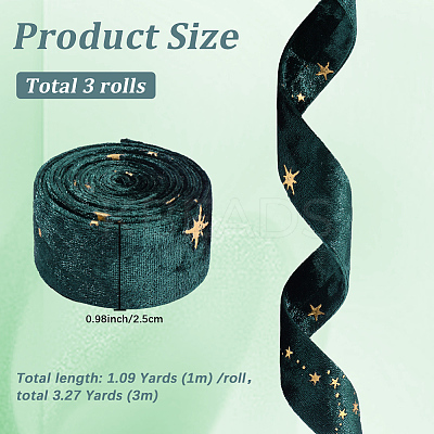 3M Double Sided Star Gold Stamping Flannelette Ribbons for Sewing Craft SRIB-GF0001-55B-1