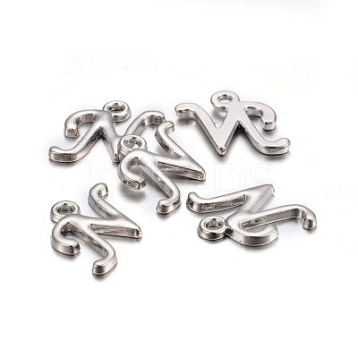 Platinum Plated Alloy Letter Pendants X-PALLOY-J718-01P-N-1