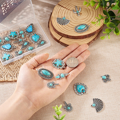 24Pcs 12 Styles Synthetic Turquoise Pendants FIND-TA0001-79-1