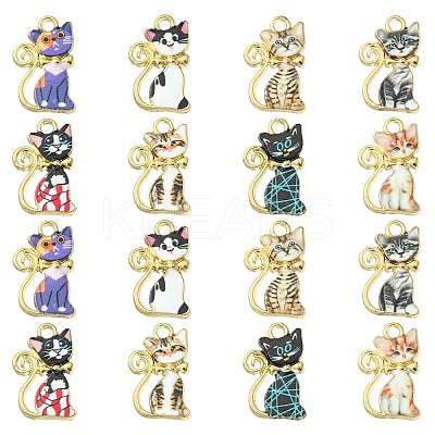 40Pcs 8 Colors Alloy Enamel Pendants ENAM-CJ0001-79-1