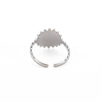 Non-Tarnish 304 Stainless Steel Flat Round with Initial Letter Open Cuff Ring for Men Women RJEW-S405-246P-P-1