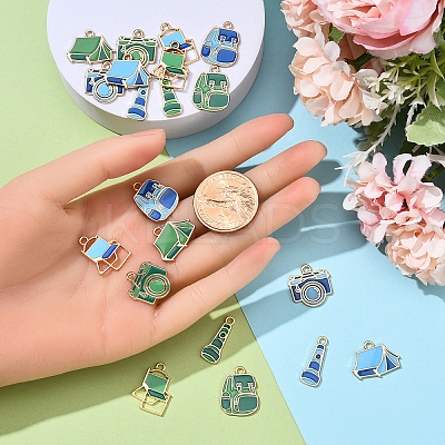 20Pcs 10 Styles Camping Equipment Series Alloy Enamel Pendants FIND-YW0007-24-1