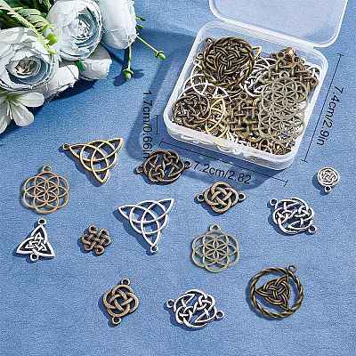 56Pcs 14 Style Tibetan Style Alloy Links connectors FIND-SC0002-14-1