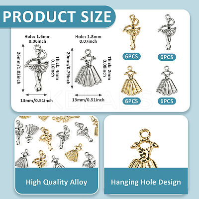 24Pcs 4 Styles Rack Plating Alloy Pendants FIND-TA0010-59-1