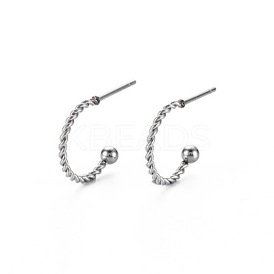 Non-Tarnish 304 Stainless Steel C-shape Stud Earrings LS-EJEW-N016-013-NR-1