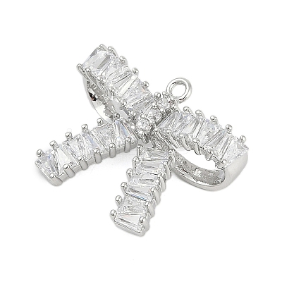 Brass Micro Pave Cubic Zirconia with Glass Pendants KK-Q026-04P-1